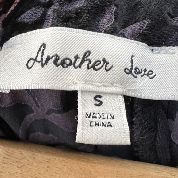 Another Love Velvet Floral Mini Dress Sz S Black Pink balloon sleeves - Picture 7 of 12